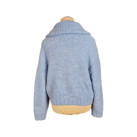 Wilfred Aritzia Gwyneth Light Blue Cropped Fuzzy Half Zip Sweater Sz M - Picture 5 of 9